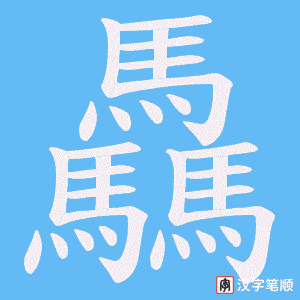 《驫》的笔顺动画写字动画演示