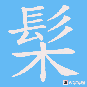 《髤》的笔顺动画写字动画演示