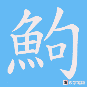 《鮈》的笔顺动画写字动画演示