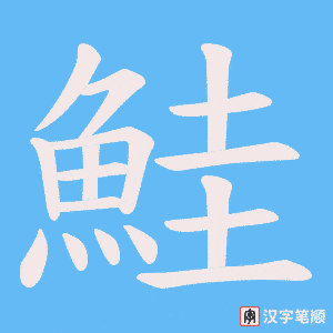 《鮭》的笔顺动画写字动画演示