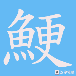 《鯁》的笔顺动画写字动画演示
