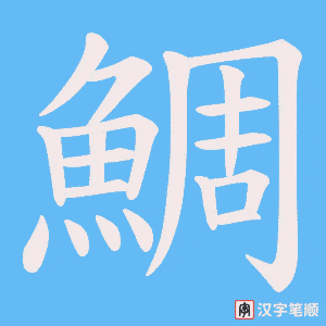 《鯛》的笔顺动画写字动画演示