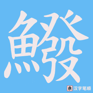 《鱍》的笔顺动画写字动画演示