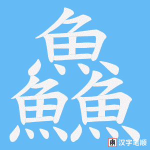 《鱻》的笔顺动画写字动画演示