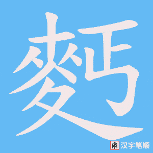 《麫》的笔顺动画写字动画演示
