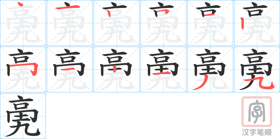 《亴》的笔顺分步演示（一笔一画写字）