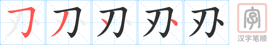 《刅》的笔顺分步演示（一笔一画写字）