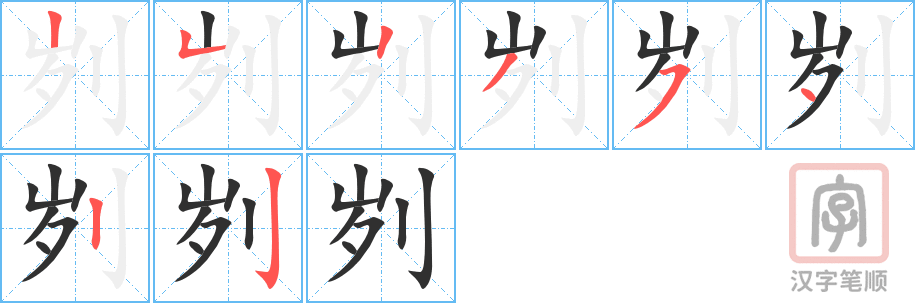 《刿》的笔顺分步演示（一笔一画写字）