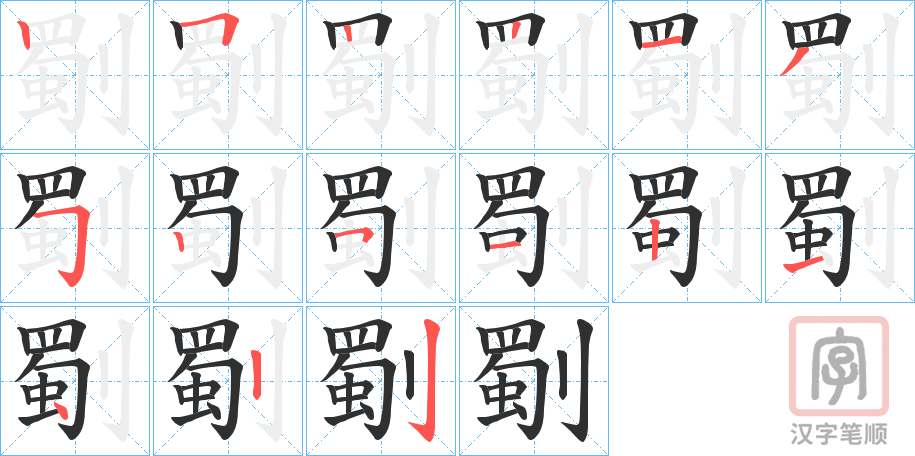 《劅》的笔顺分步演示（一笔一画写字）