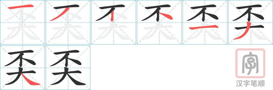 《奀》的笔顺分步演示（一笔一画写字）