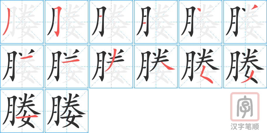 《媵》的笔顺分步演示（一笔一画写字）