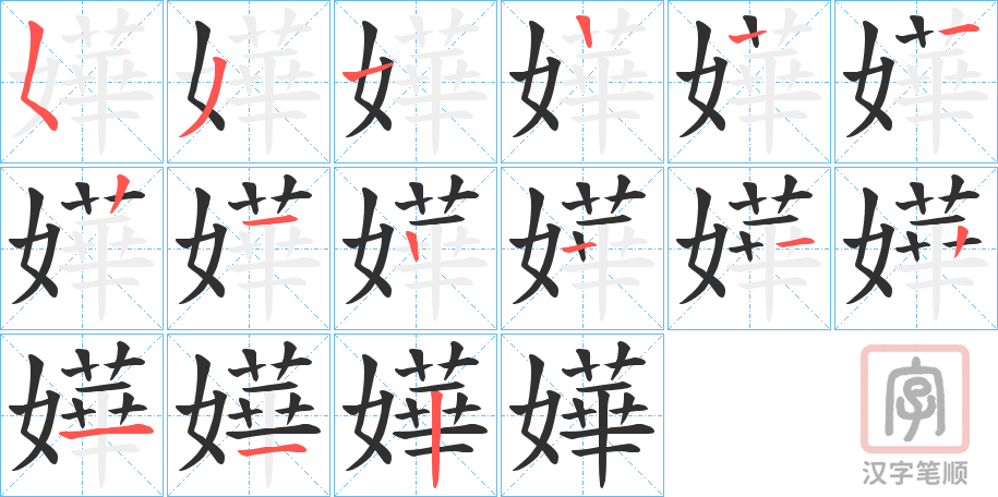 《嬅》的笔顺分步演示（一笔一画写字）