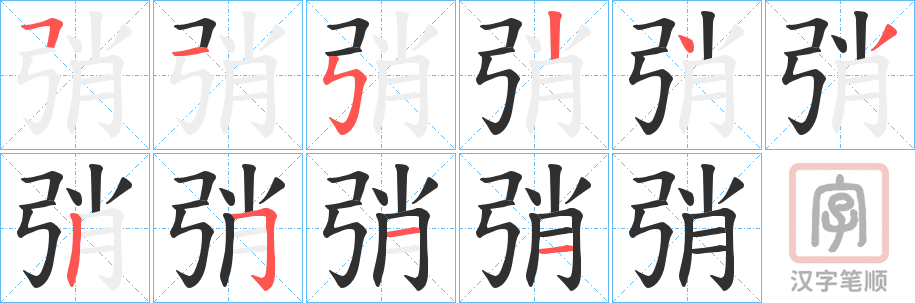 《弰》的笔顺分步演示（一笔一画写字）