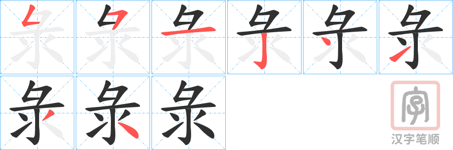 《彔》的笔顺分步演示（一笔一画写字）