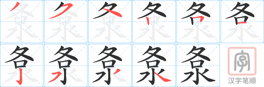 《洜》的笔顺分步演示（一笔一画写字）