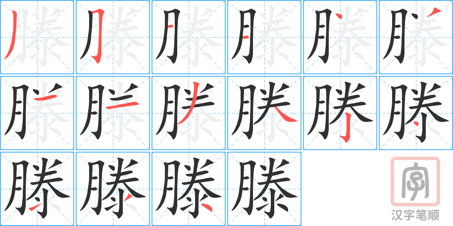 《滕》的笔顺分步演示（一笔一画写字）