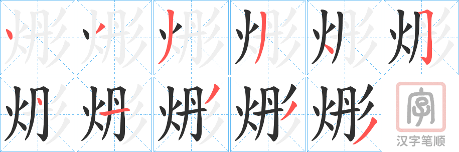 《烿》的笔顺分步演示（一笔一画写字）