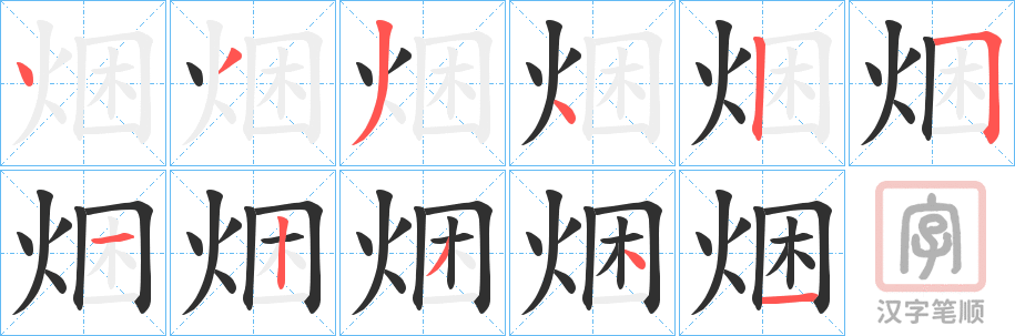 《焑》的笔顺分步演示（一笔一画写字）