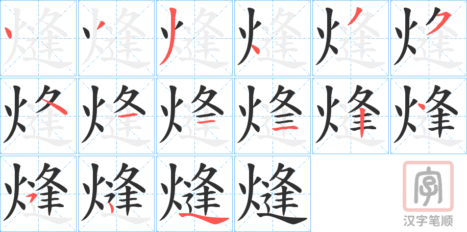 《熢》的笔顺分步演示（一笔一画写字）