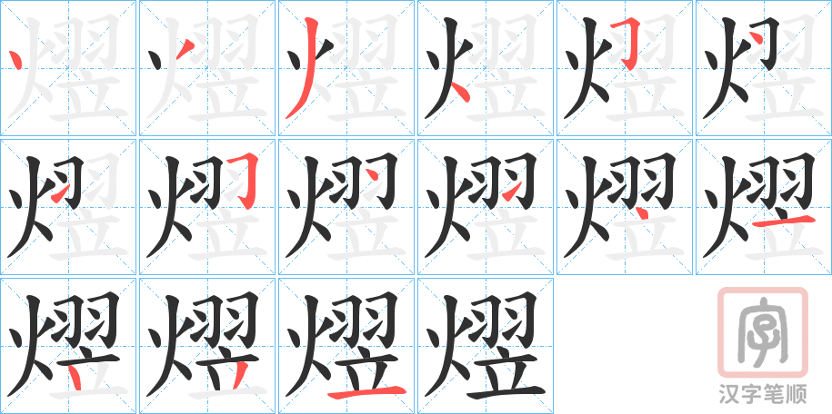 《熤》的笔顺分步演示（一笔一画写字）
