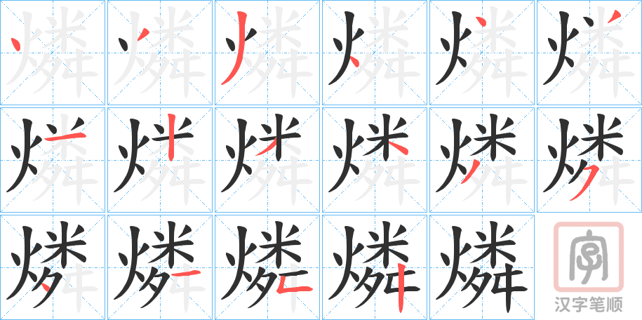 《燐》的笔顺分步演示（一笔一画写字）