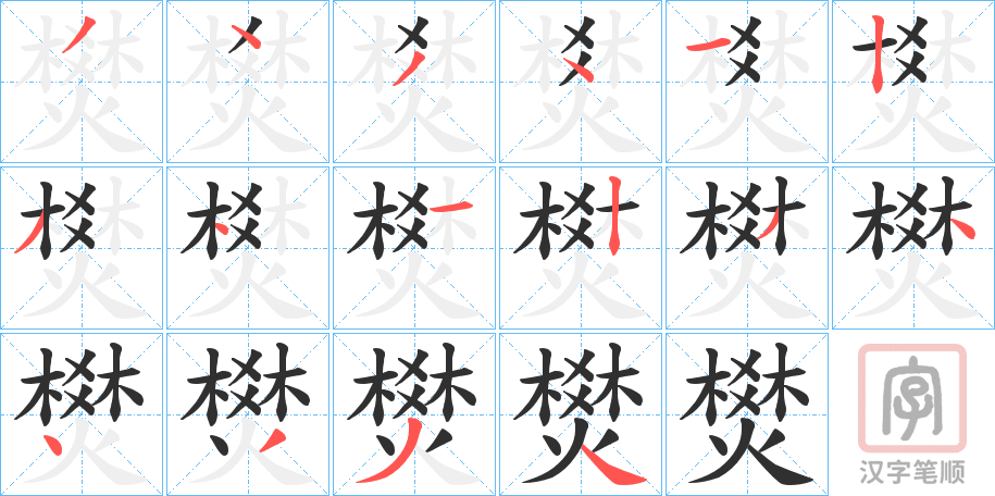 《燓》的笔顺分步演示（一笔一画写字）