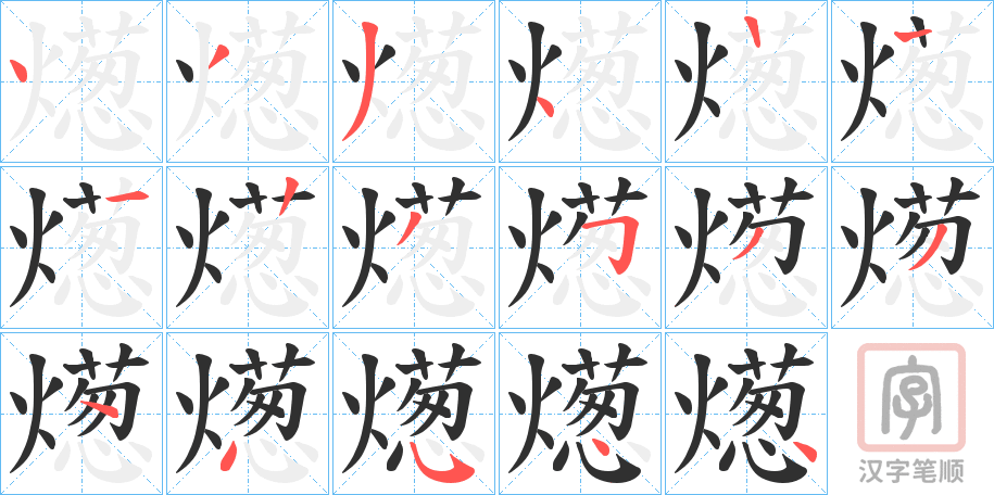 《燪》的笔顺分步演示（一笔一画写字）