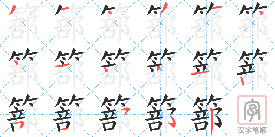 《篰》的笔顺分步演示（一笔一画写字）