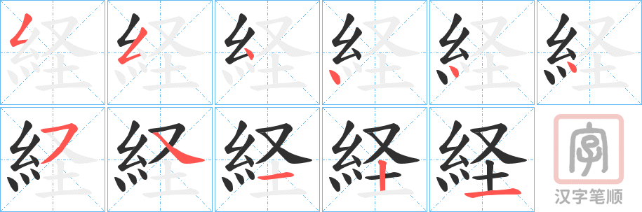 《経》的笔顺分步演示（一笔一画写字）