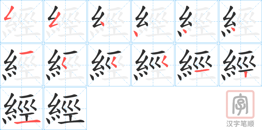 《經》的笔顺分步演示（一笔一画写字）