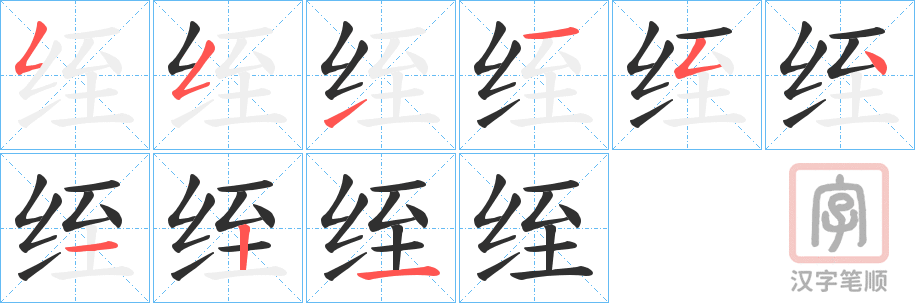 《绖》的笔顺分步演示（一笔一画写字）