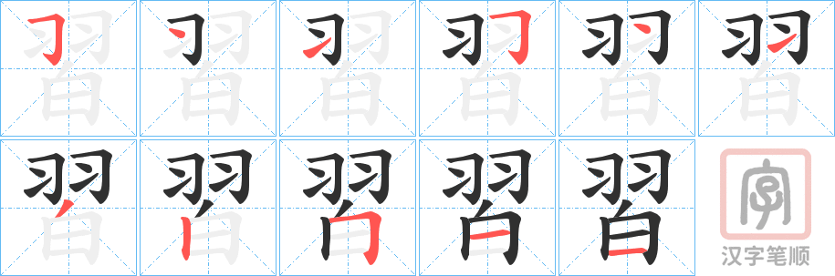《習》的笔顺分步演示（一笔一画写字）