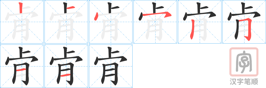 《肻》的笔顺分步演示（一笔一画写字）