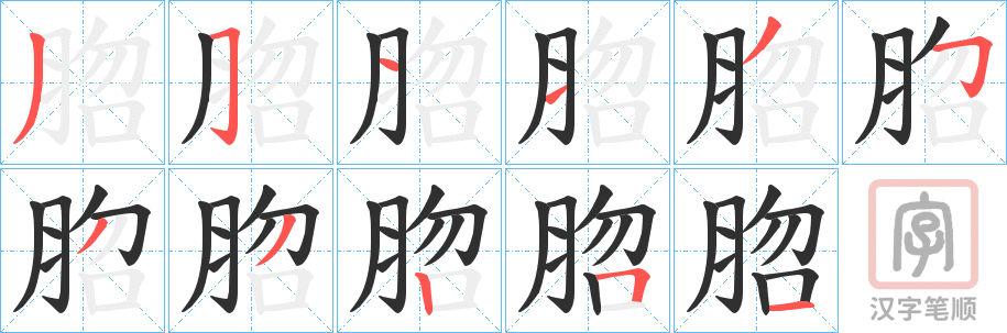 《脗》的笔顺分步演示（一笔一画写字）