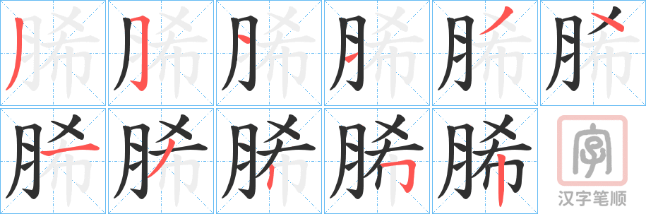 《脪》的笔顺分步演示（一笔一画写字）