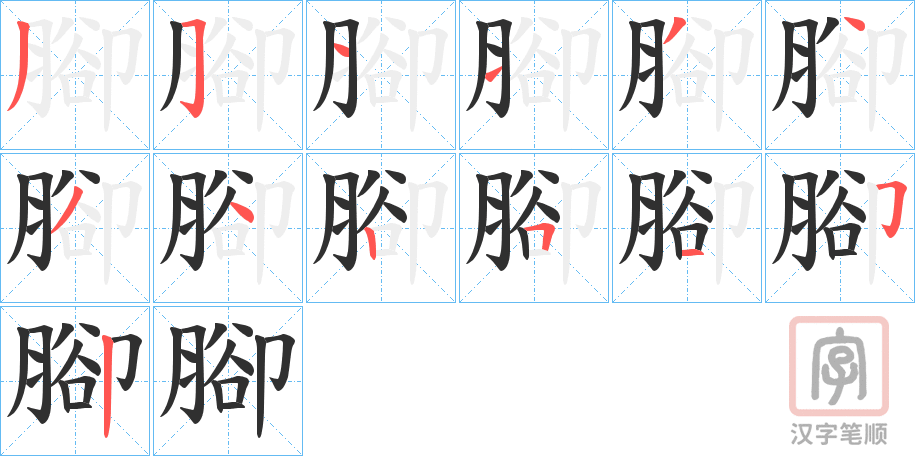 《腳》的笔顺分步演示（一笔一画写字）