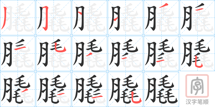 《膬》的笔顺分步演示（一笔一画写字）