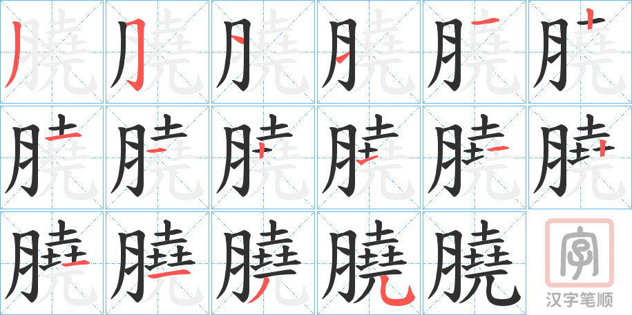 《膮》的笔顺分步演示（一笔一画写字）