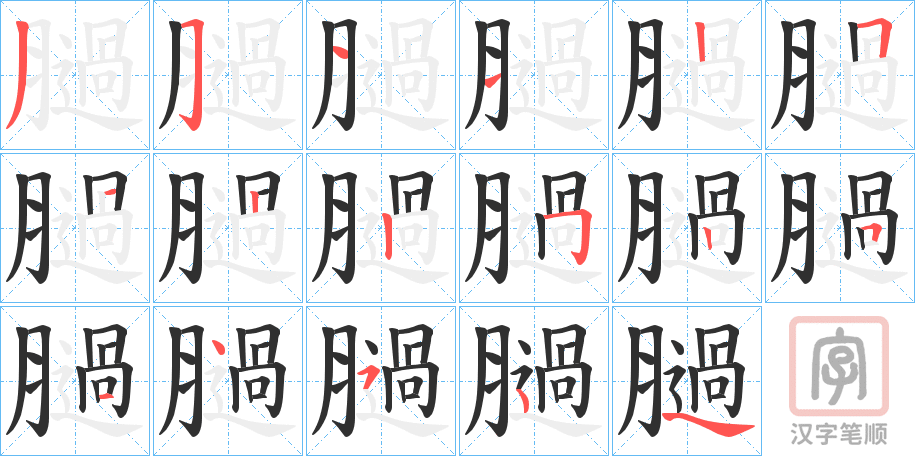 《膼》的笔顺分步演示（一笔一画写字）