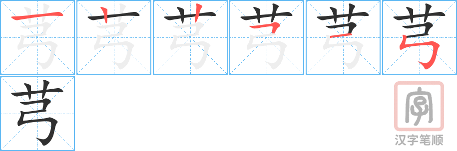 《芎》的笔顺分步演示（一笔一画写字）