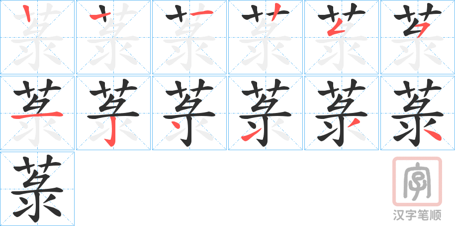 《菉》的笔顺分步演示（一笔一画写字）
