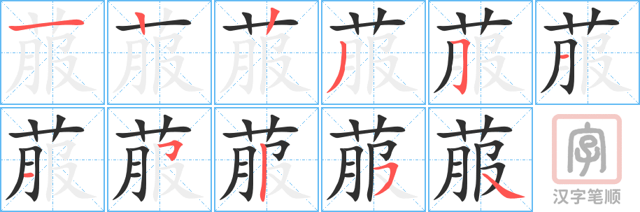 《菔》的笔顺分步演示（一笔一画写字）