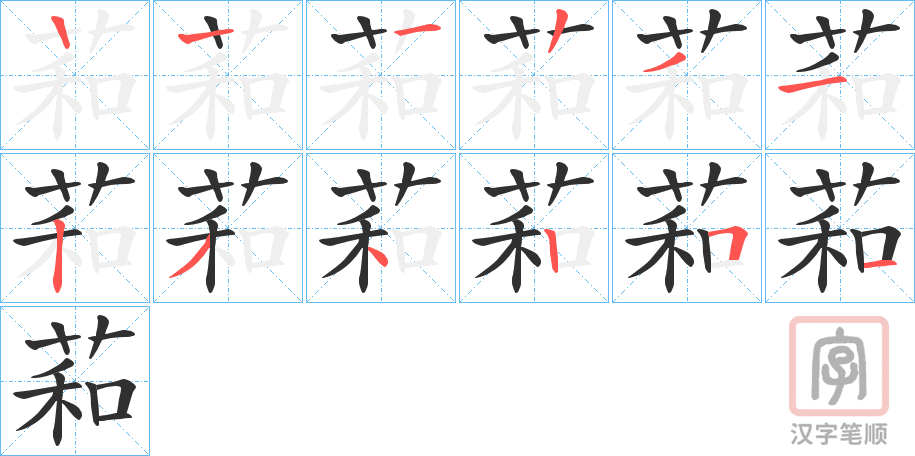 《萂》的笔顺分步演示（一笔一画写字）