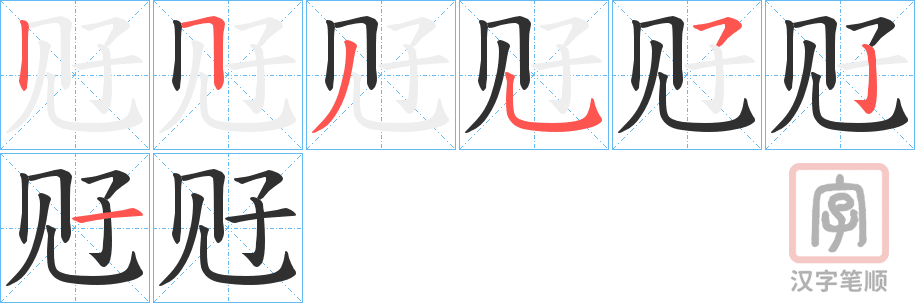 《觃》的笔顺分步演示（一笔一画写字）