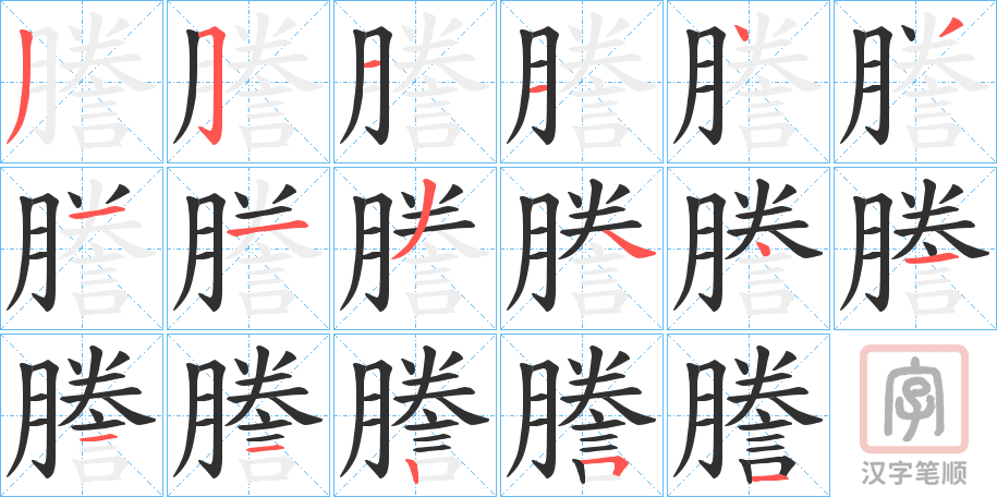 《謄》的笔顺分步演示（一笔一画写字）