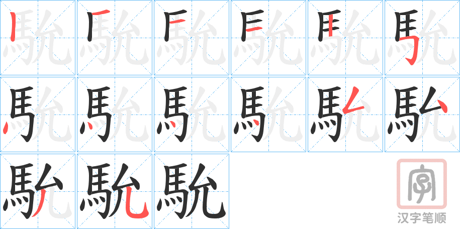 《馻》的笔顺分步演示（一笔一画写字）