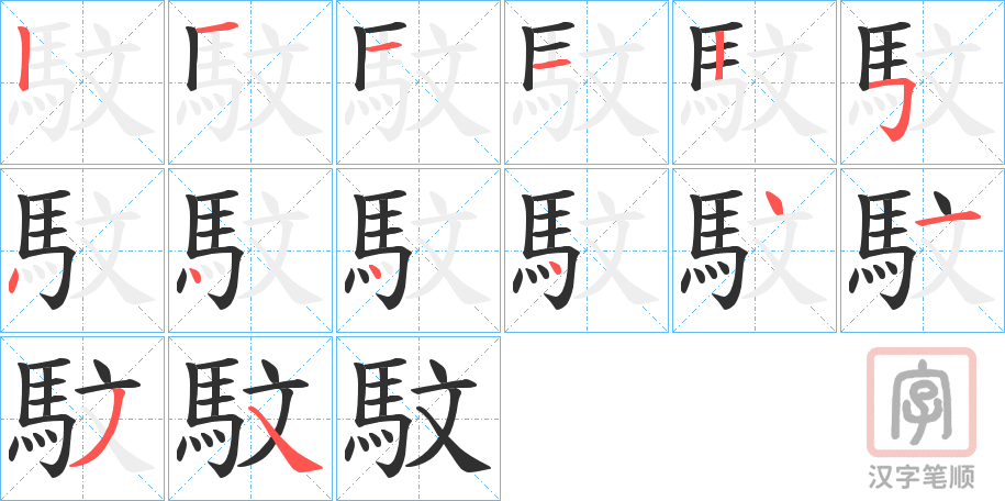 《馼》的笔顺分步演示（一笔一画写字）
