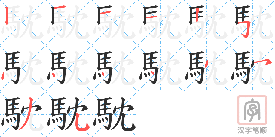 《馾》的笔顺分步演示（一笔一画写字）