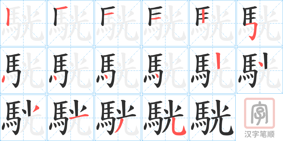 《駫》的笔顺分步演示（一笔一画写字）