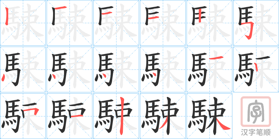 《駷》的笔顺分步演示（一笔一画写字）